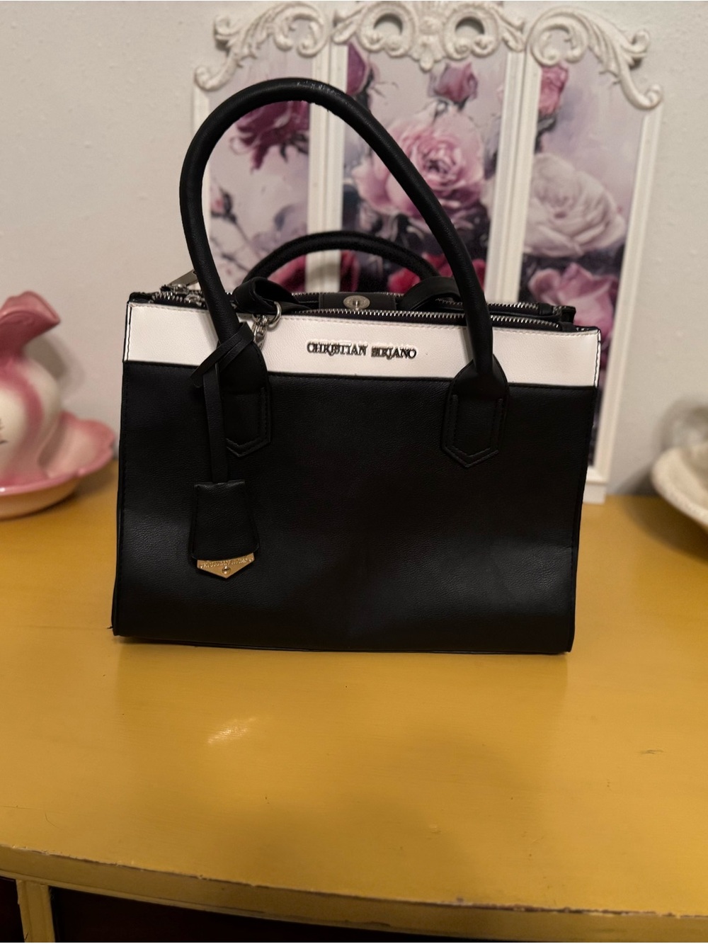 Christian Siriano Black and White Structured Satchel